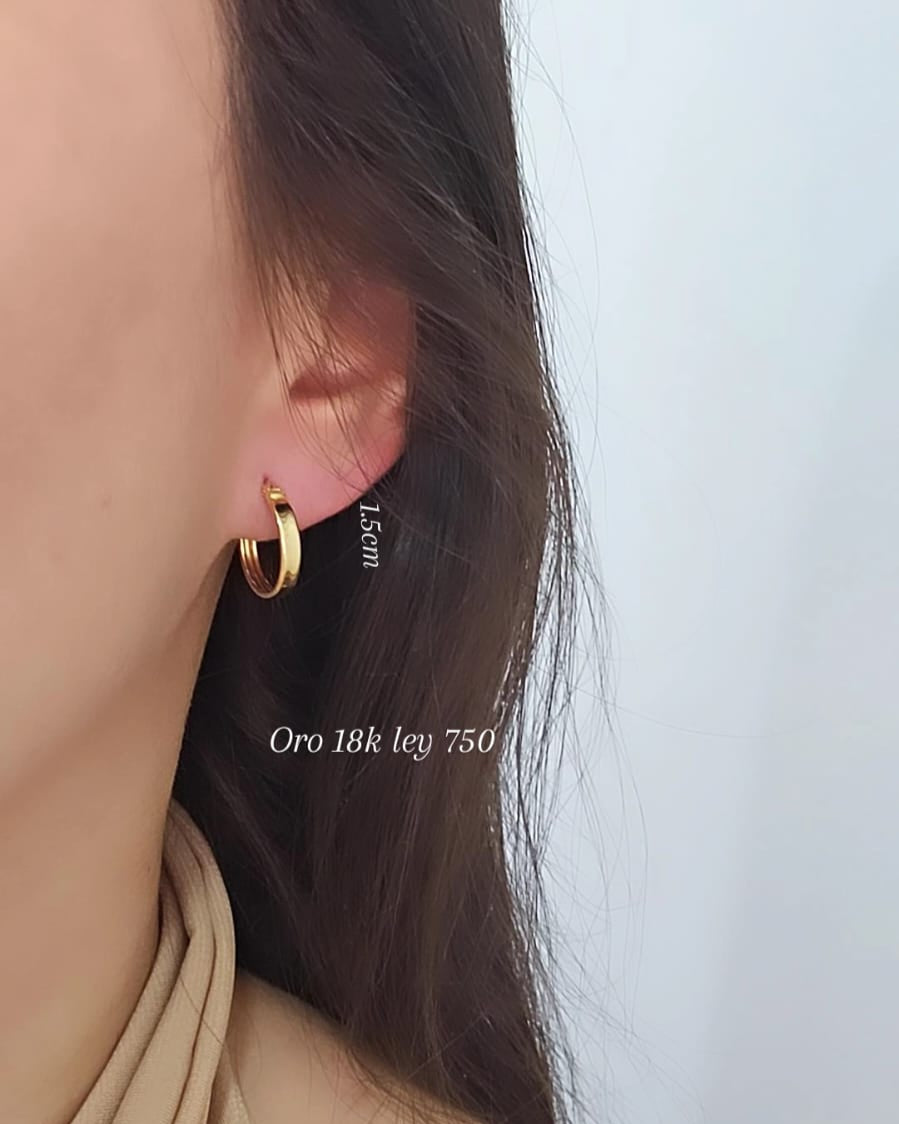 Candongas 1.5cm lisas, oro 18k ley 750