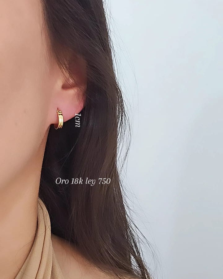 Candongas lisas 1cm, oro 18k ley 750
