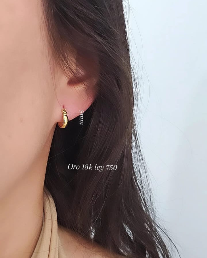 Candongas colada 9mm, oro 18k ley 750
