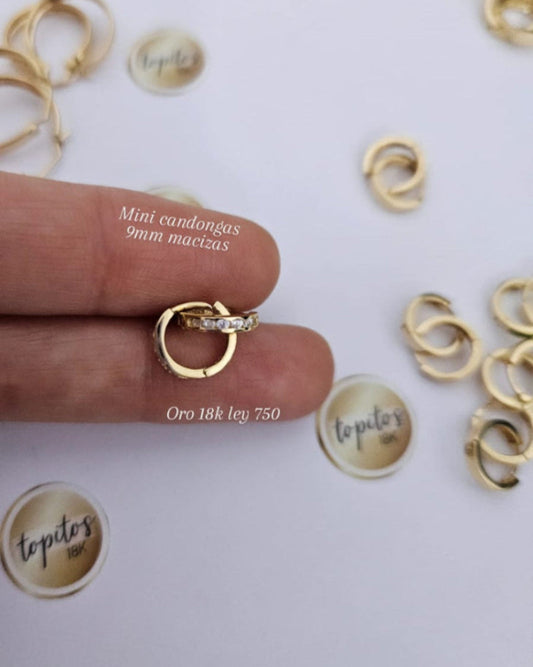 Mini candongas 9mm macizas, zircones