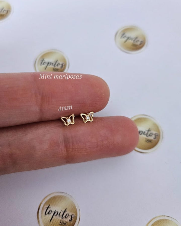 Topos mini mariposas 4mm, oro amarillo