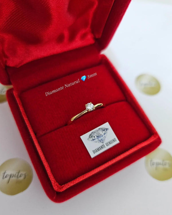 Anillo macizo con Diamante Natural 3mm