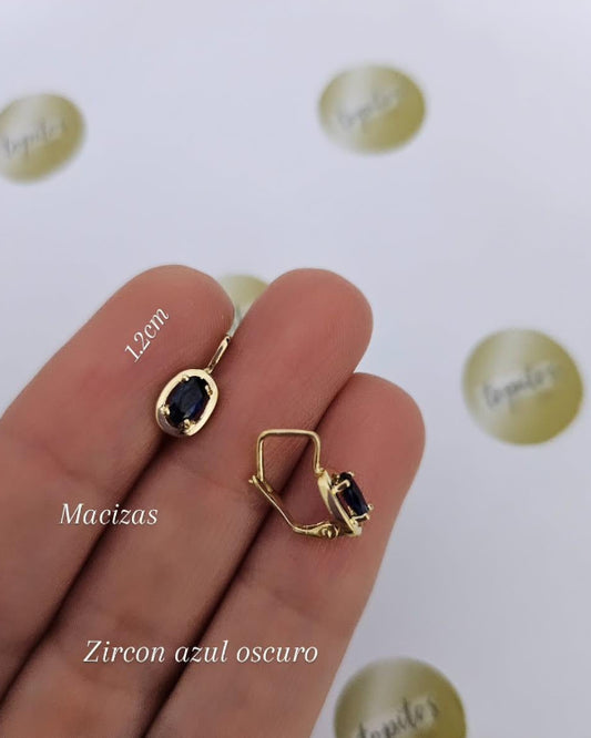 Areta maciza, zircones suizos, oro 18k ley 750