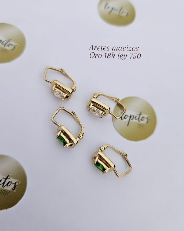 Arete 1.5cm macizo, zircon suizo, oro 18k ley 750