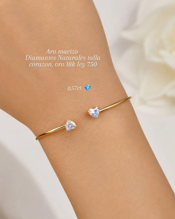 Aro macizo, Diamantes Naturales 4.5mm (0.57ct), oro 18k ley 750