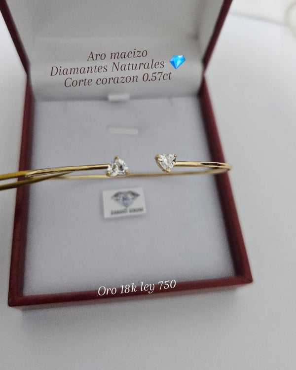 Aro macizo, Diamantes Naturales 4.5mm (0.57ct), oro 18k ley 750