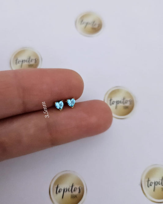 Topos Mini Corazones 3.5cm, azul turquesa, caja maciza