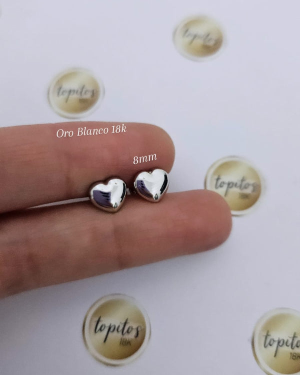 Topos corazones 8mm Oro blanco 18k