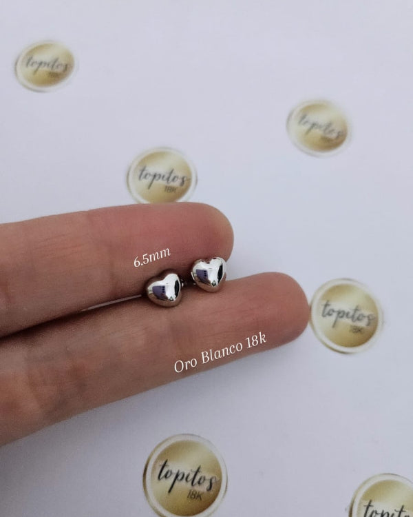 Topos corazones 6.5mm Oro Blanco 18k