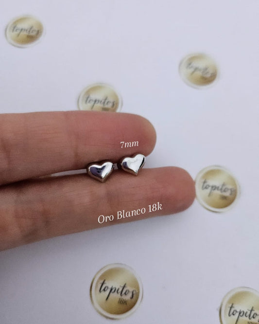 Topos Corazones 7mm Oro Blanco 18k