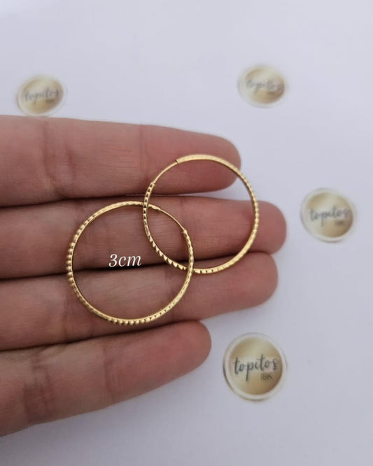 Candongas 3cm diamantadas delgadas