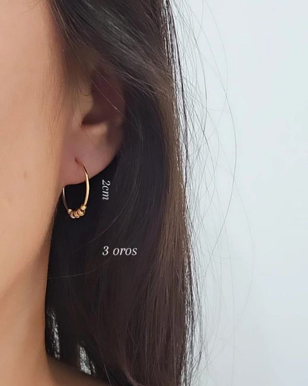 Candongas 2cm bolas diamantadas en 3 oros