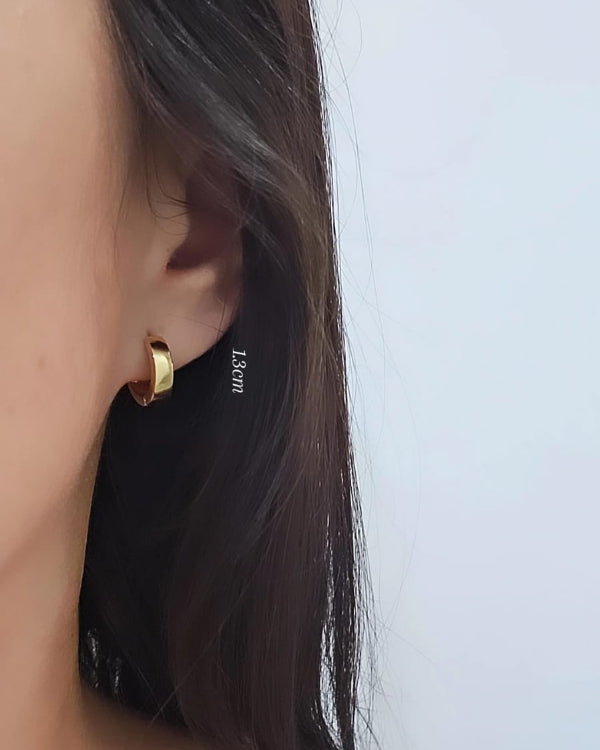 Candongas 1.3cm gruesas y macizas, oro 18k ley 750