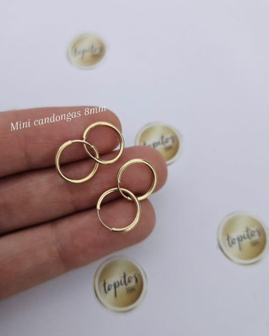 Mini candongas 8mm Macizas, tipo piercing