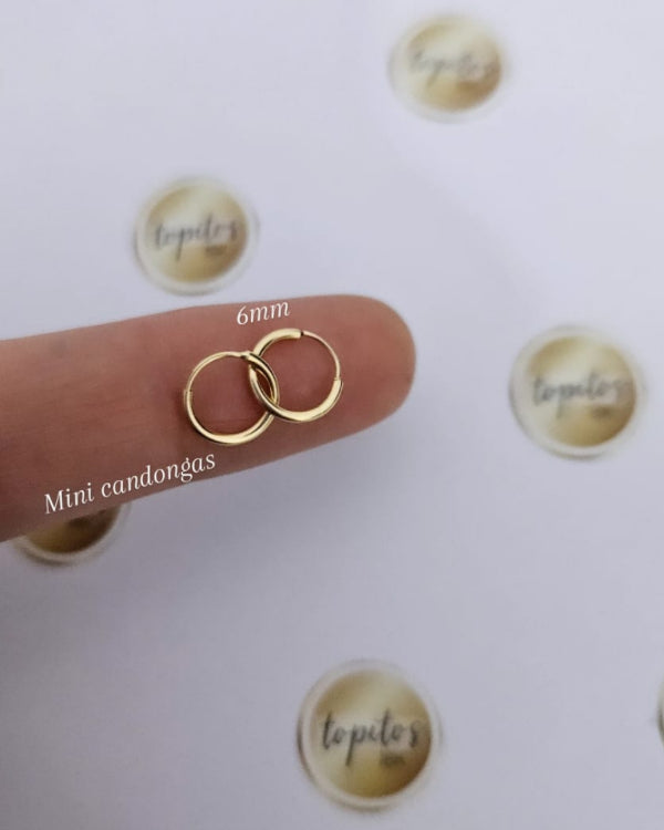 Mini candongas 6mm macizas, tipo piercing