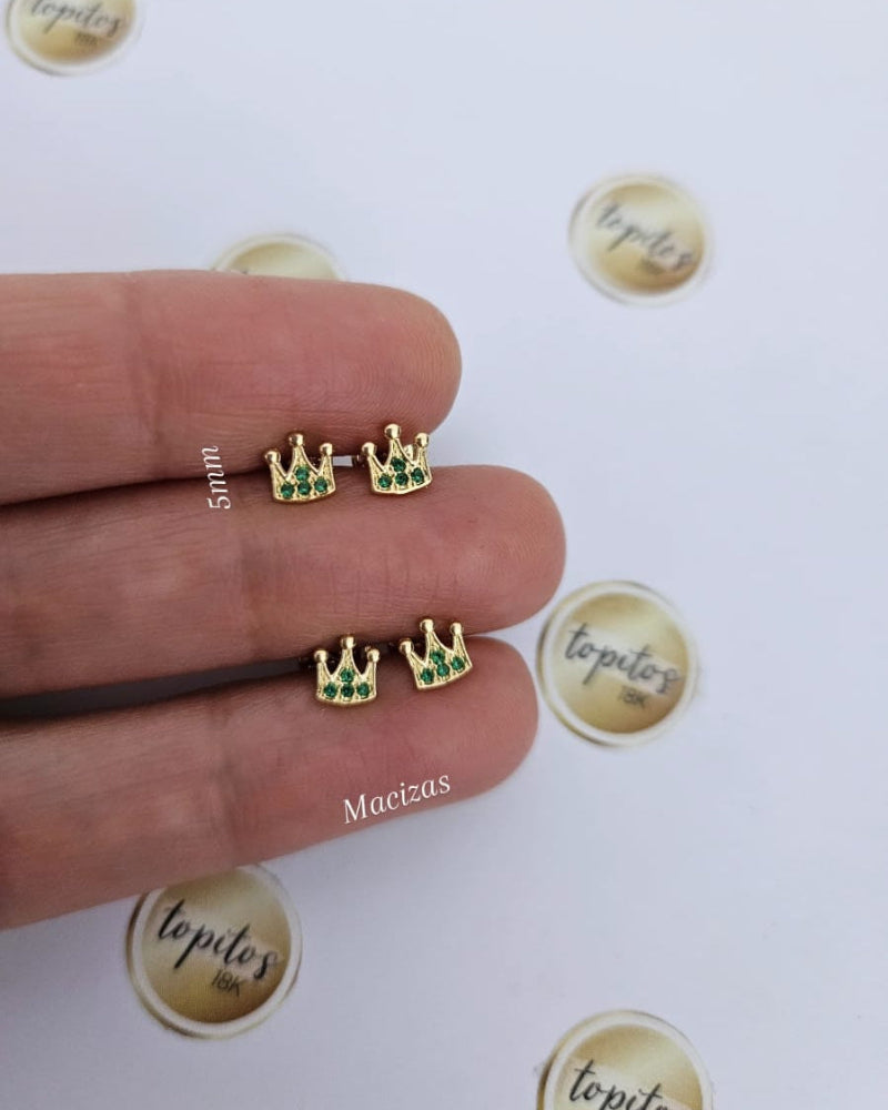 Topos Coronas 5mm macizos, zircones verdes