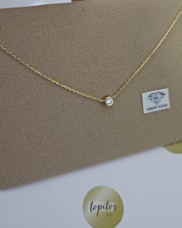 Cadena 40cm maciza, Diamante Natural 3mm