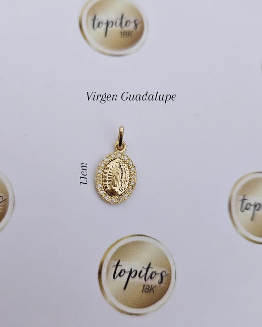 Dije Virgen Guadalupe 1.1cm, con zircones