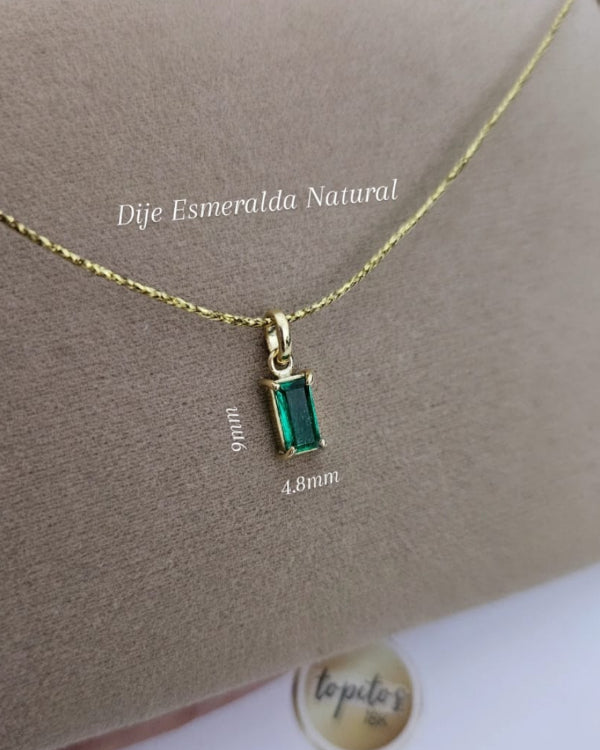 Dije macizo, Esmeralda Natural rectangular 0.47ct, oro 18k ley 750