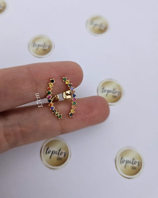 Topos Orejeros 1.7cm, zircones multicolor