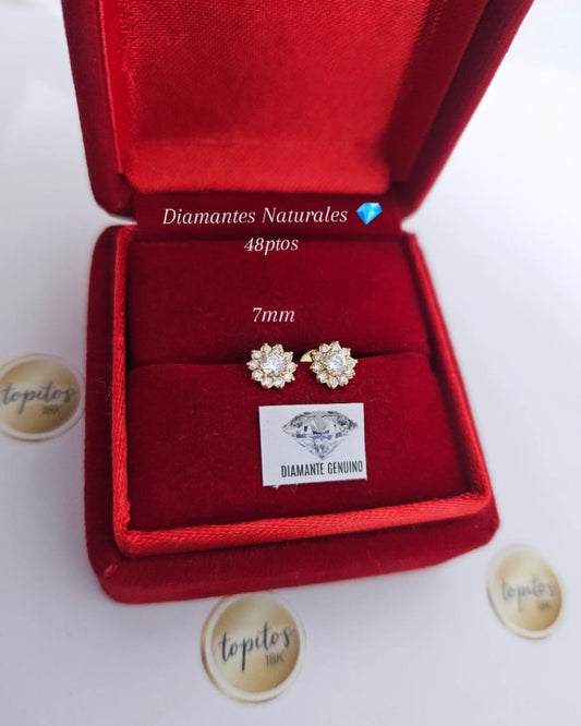 Topos flores 7mm, Diamantes Naturales, 48 ptos