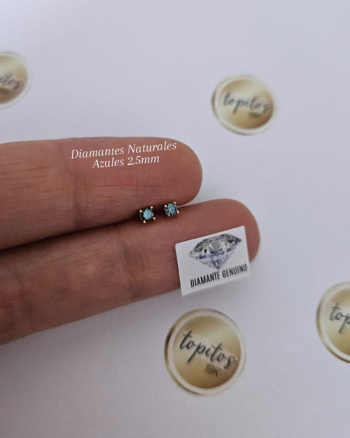 Topos Diamantes Naturales 2.5mm azules