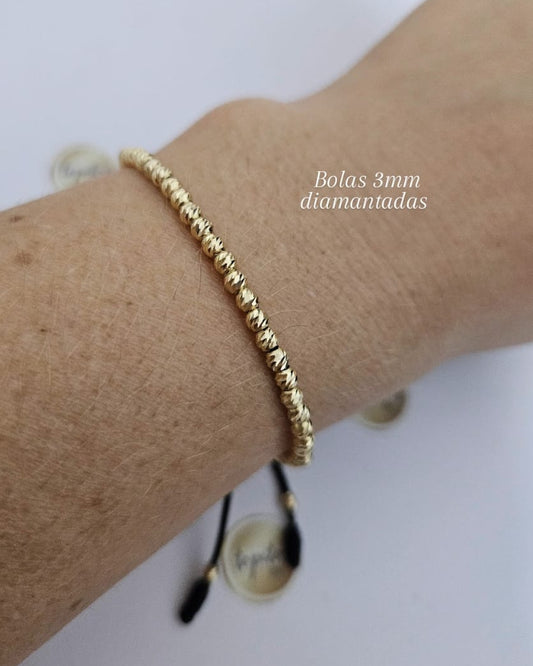 Pulsera bolas 3mm diamantadas, 53 bolas