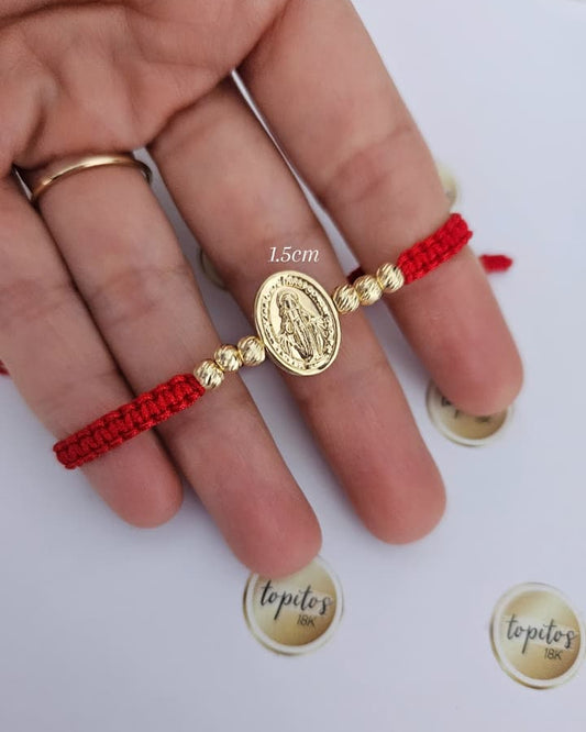 Pulsera Virgen Milagrosa 1.5cm, bolas 4mm diamantadas