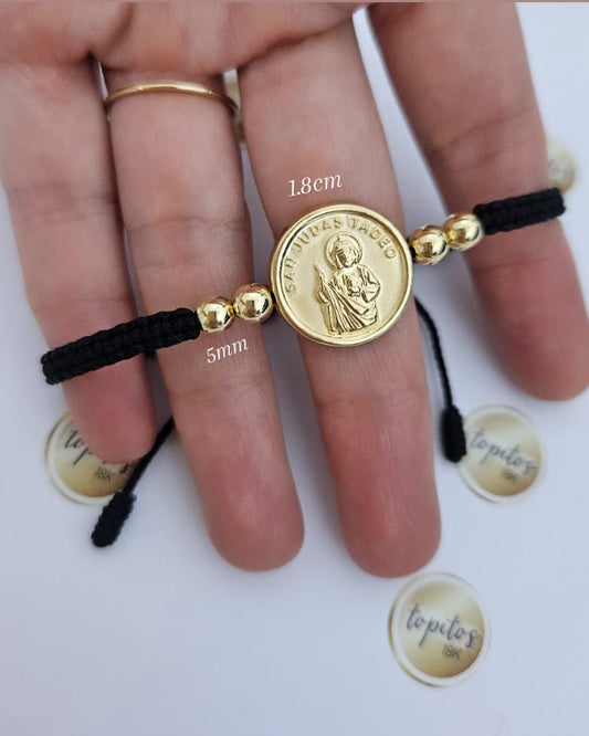Pulsera San Judas Tadeo 1.8cm y bolas 5mm lisas