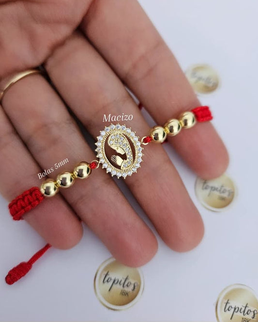 Pulsera Virgen maciza 1.5cm y bolas 5mm