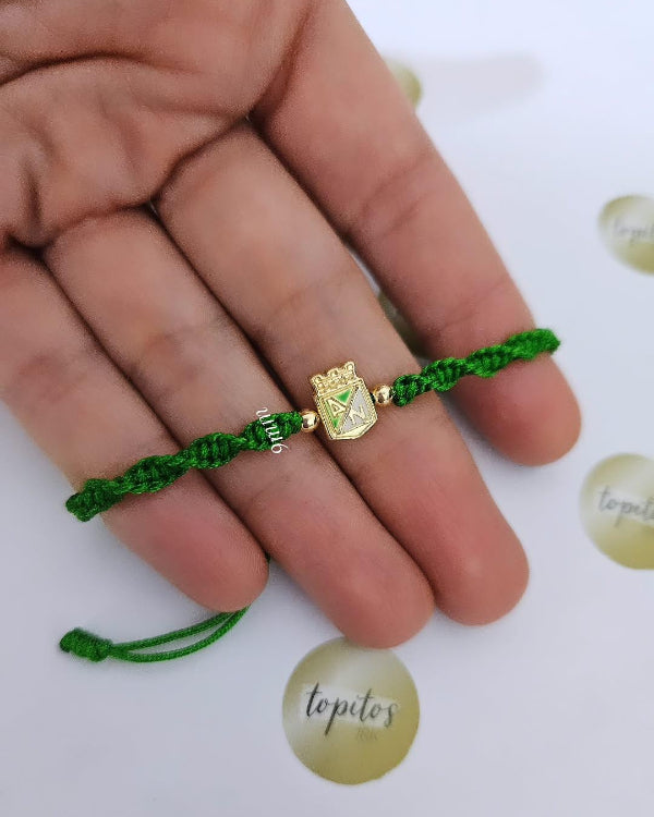 Pulsera Atlético Nacional, escudo 9mm y bolas 3mm