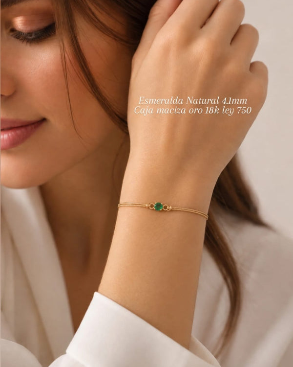 Pulsera Esmeralda Natural Certificada 4.1mm