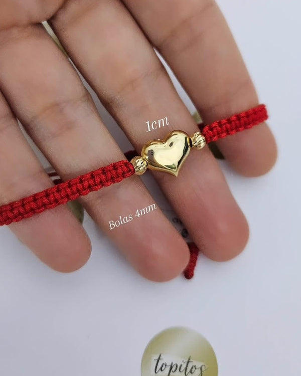 Pulsera corazón 1cm y bolas 4mm diamantadas