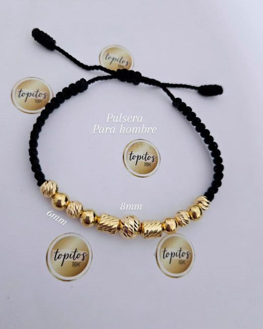 Pulsera para hombre, bolas 8mm, 6mm y cilindros 8mm