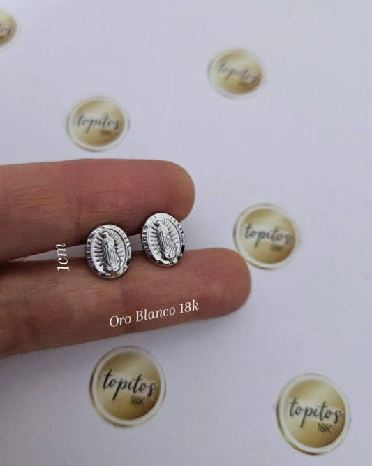Topos Virgen Guadalupe 1cm, Oro Blanco 18k