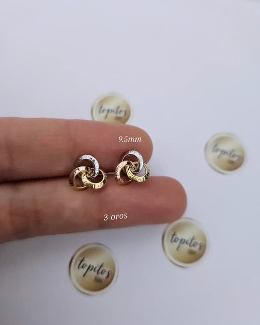 Topos Nudos 3 oros grabados 9.5mm