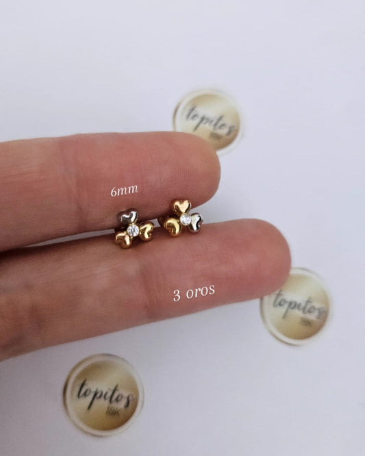 Topos Trebol corazones 6mm, 3 oros