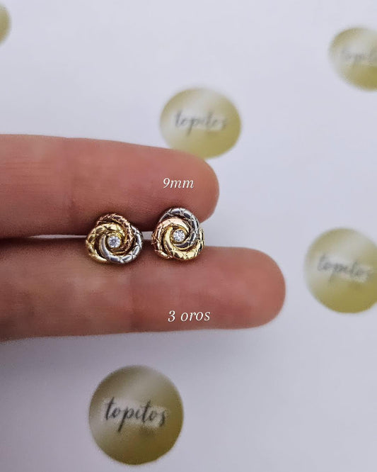 Topos rosas 9mm macizas, 3 oros