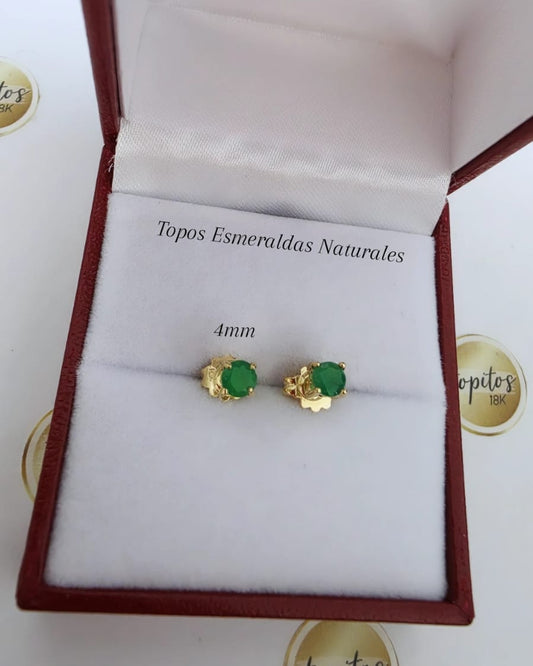 Topos Esmeraldas Naturales 4mm, caja maciza