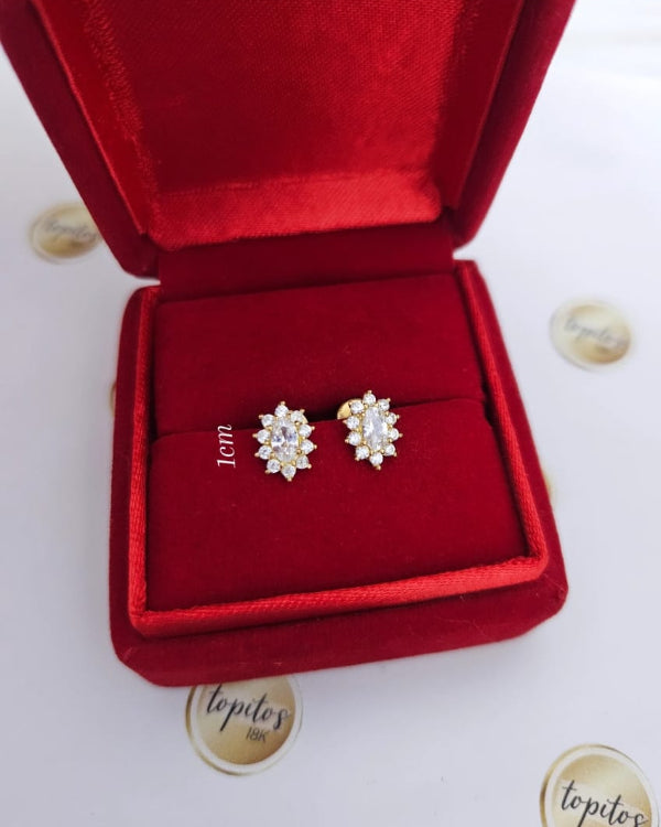 Topos lady 1cm, zircones, caja maciza