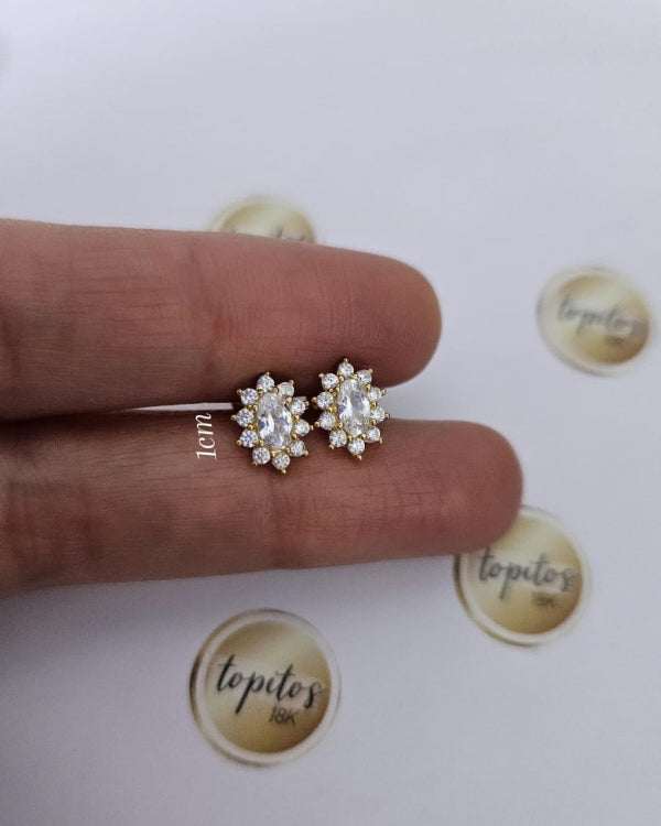 Topos lady 1cm, zircones, caja maciza