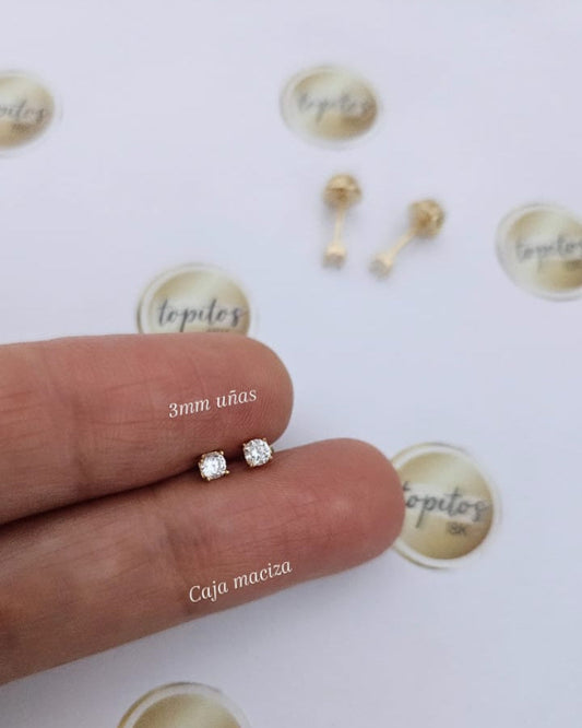 Topos Zircones 3mm uñas, caja maciza