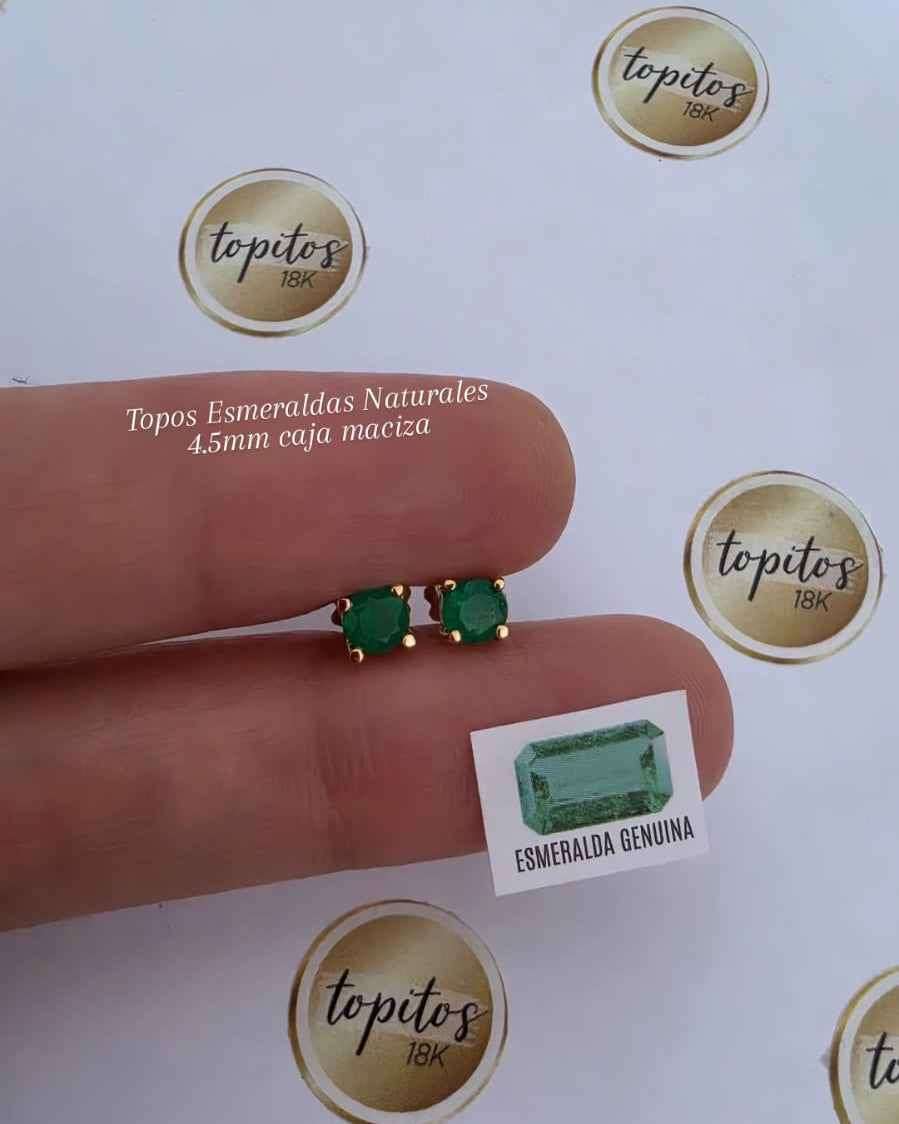 Topos Esmeraldas Naturales 4.5mm, caja maciza 4 uñas