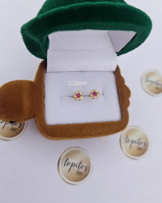 Topos mini flores 3.5mm, zircon fucsia
