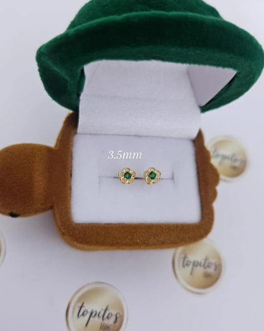 Topos mini flores 3.5mm, zircon verde