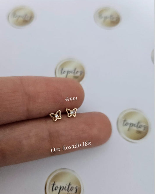 Topos mini Mariposas 4mm, Oro Rosado