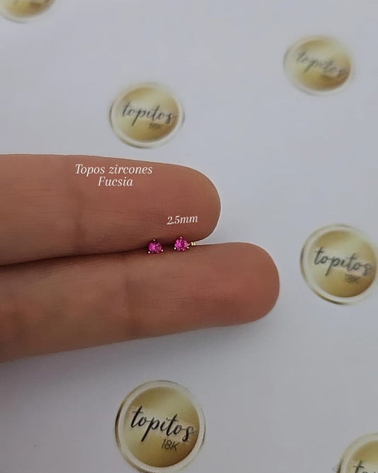 Topos mini zircones 2.5mm uñas, fucsia