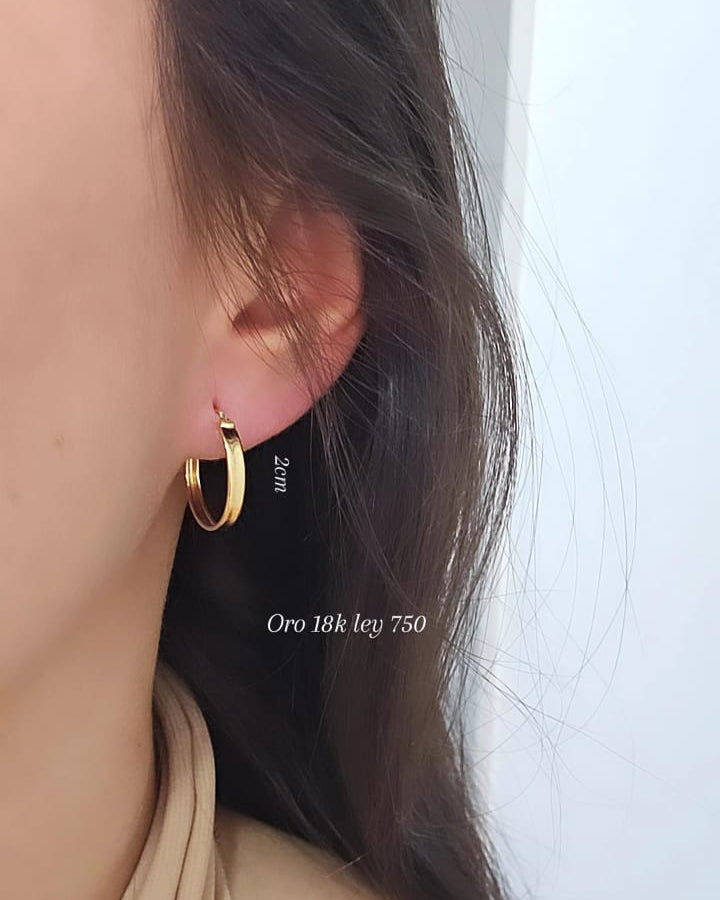 Candongas 2cm lisas, oro 18k ley 750