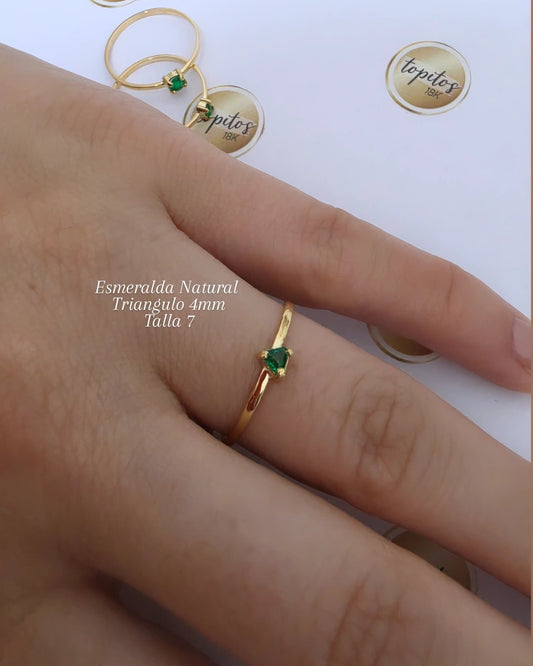 Anillo Esmeralda corte triangulo 4mm, talla 7