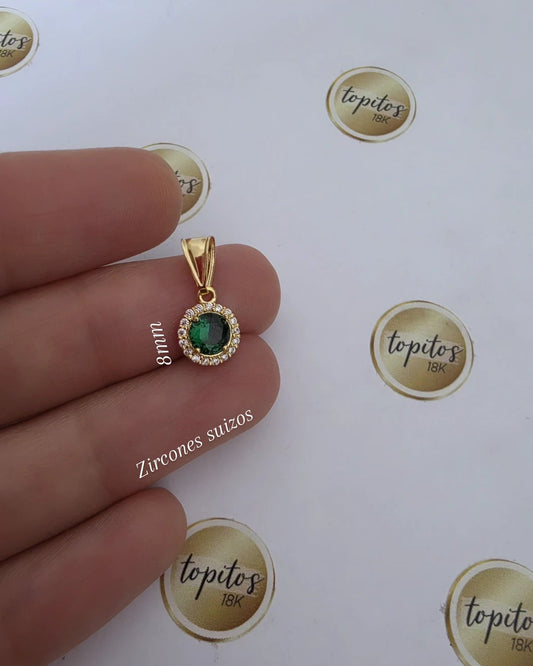 Dije zircones suizos 8mm, macizo